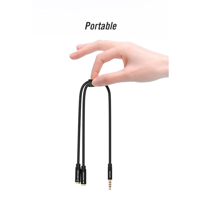 Сплиттер VENTION 3.5mm One for Two Stereo Splitter Cable mini-jack 3.5мм - 2 x mini-jack 3.5мм 0.3м Black (BBVBY)