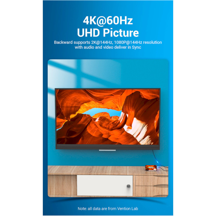 Кабель VENTION 4K 60Hz USB-C - DisplayPort 1.5м Black (CGZBG)