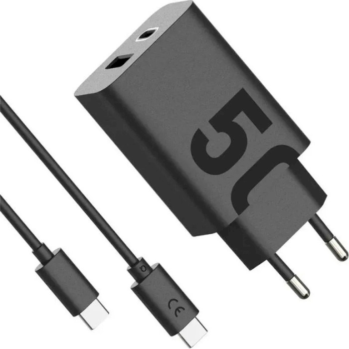 Зарядний пристрій MOTOROLA TurboPower 50 Duo Wall Charger Black w/Type-C to Type-C cable