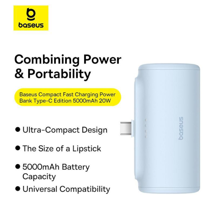 Повербанк BASEUS Compact Fast Charging Power Bank iP Edition 20W 5000mAh Black (P10068304112-00)