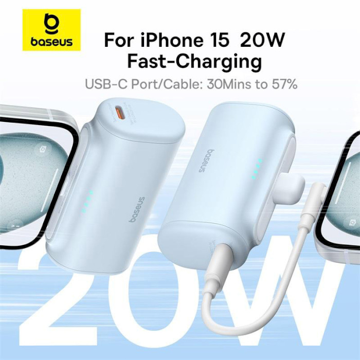 Повербанк BASEUS Compact Fast Charging Power Bank iP Edition 20W 5000mAh White (P10068304212-00)