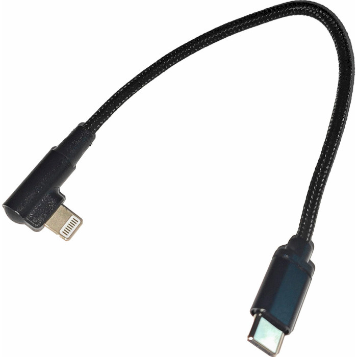 Кабель CABLEXPERT Angled Cotton Braided Lightning/CM Cable 0.2м Black (CC-USB2-CMLML-0.2M)