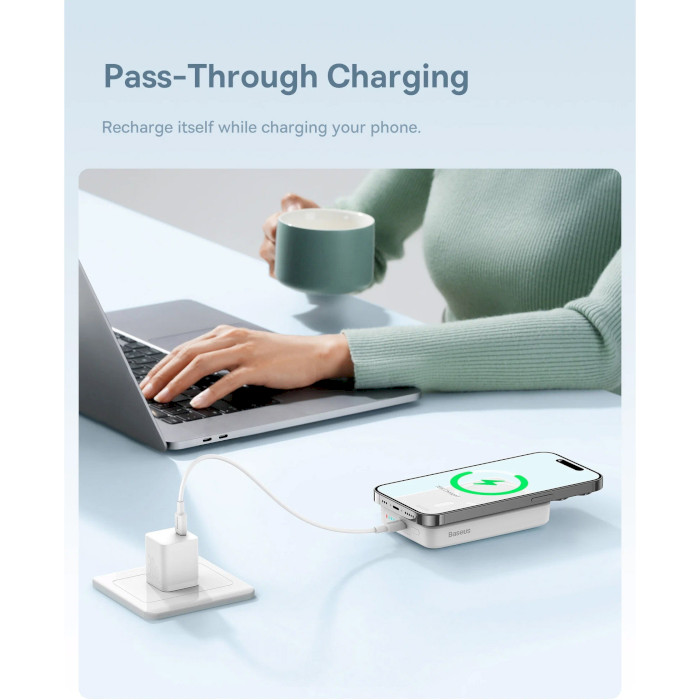 Повербанк MagSafe BASEUS Magnetic Mini Wireless Fast Charge Power Bank 30W 10000mAh White (P10022105212-01 (PPCX110002\PPCXM1030))