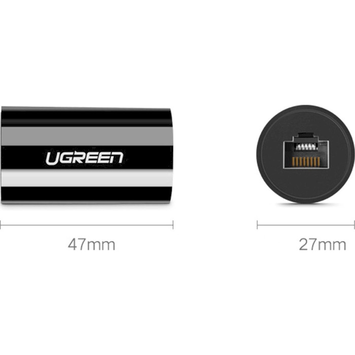 З'єднувач крученої пари UGREEN NW116 RJ-45 Ethernet Connector екранований Black (30837)