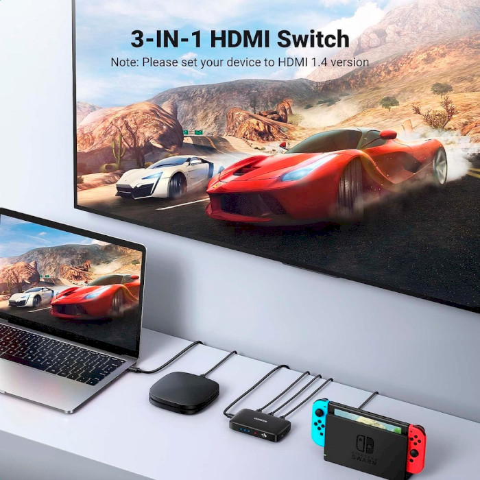 HDMI світч 3 to 1 UGREEN CM332 3-in-1 Out HDMI Switcher 4K@30Hz (80125)