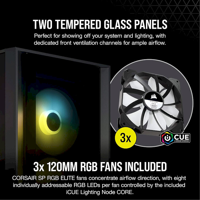 Корпус CORSAIR iCUE 4000X RGB Tempered Glass Black/Уценка (CC-9011204-WW)