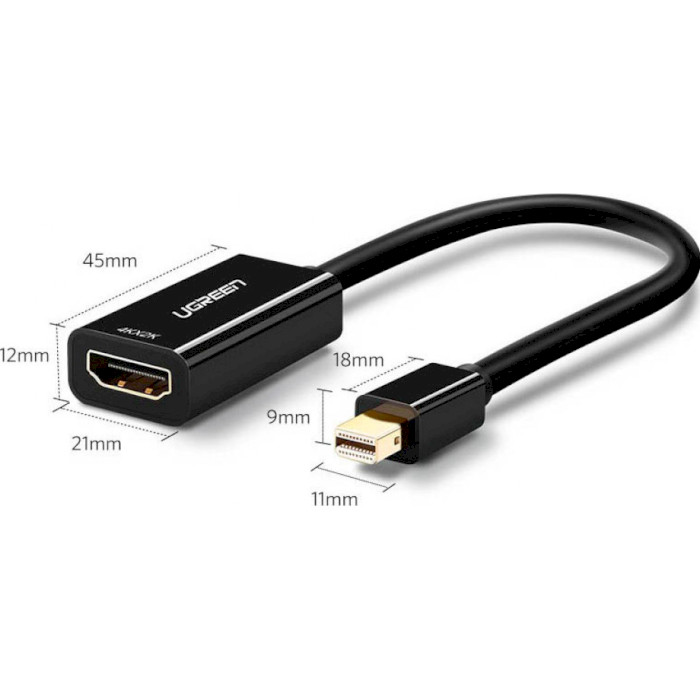 Адаптер UGREEN MD112 Male to Female Mini DisplayPort - HDMI v1.4 Black (10461)