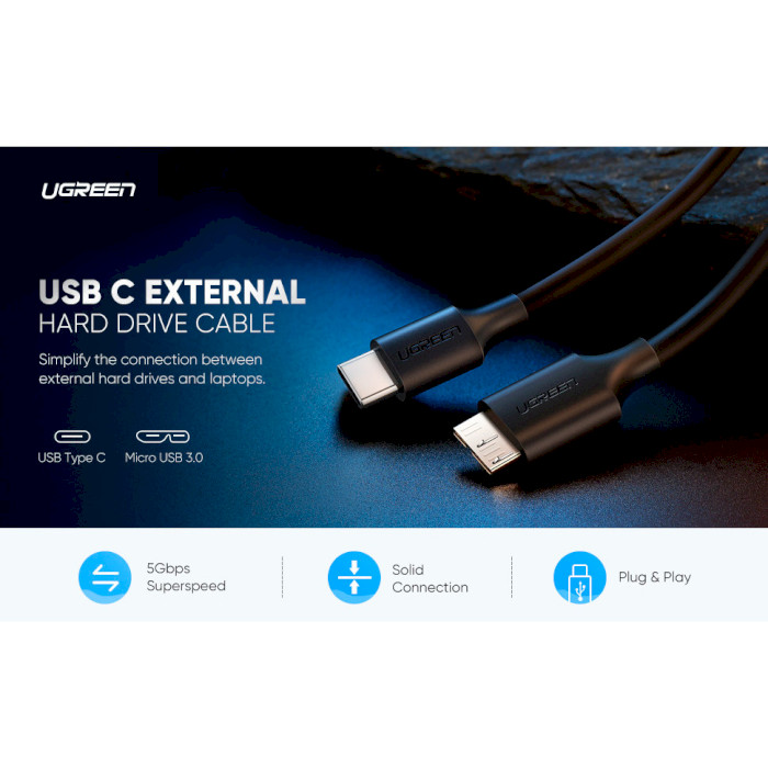 Кабель UGREEN US312 USB-C to Micro-USB 1м Black (20103)