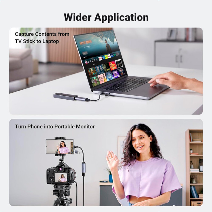 Адаптер UGREEN CM489 Video Capture Device HDMI - USB-A/USB-C Gray (40189)