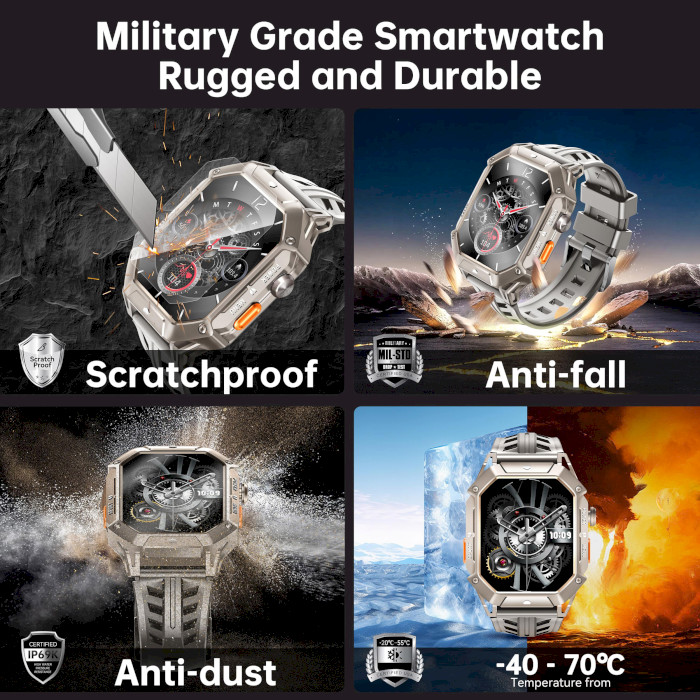 Смарт-годинник OUKITEL BT80 Rugged Outdoor Watch Gray