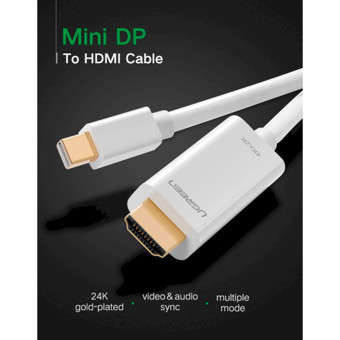 Кабель UGREEN MD101 Male to Male Cable Mini DisplayPort - HDMI 1.5м Black (20848)