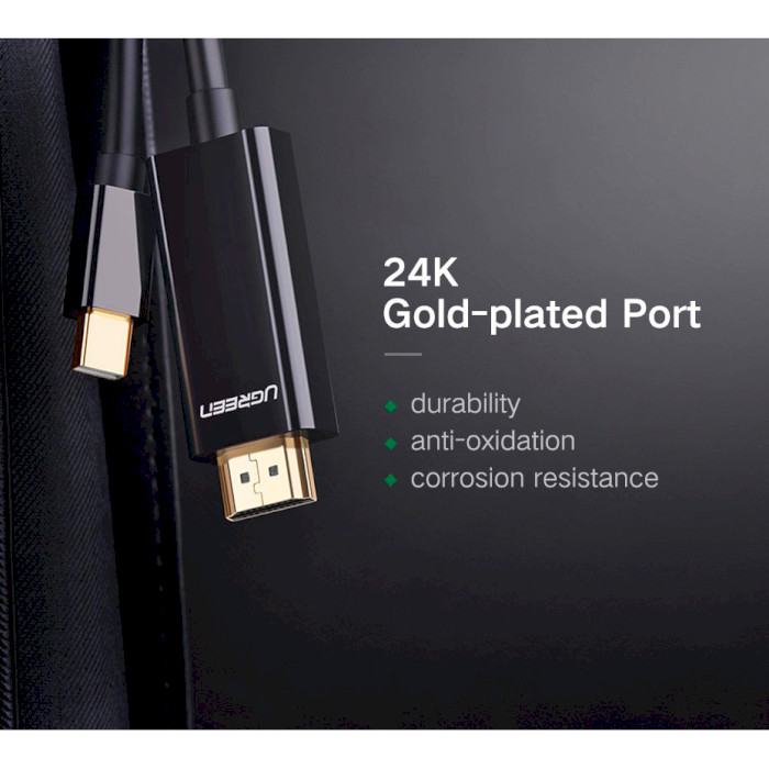 Кабель UGREEN MD101 Male to Male Cable Mini DisplayPort - HDMI 1.5м Black (20848)