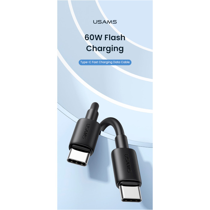 Кабель USAMS US-SJ711 YD Type-C To Type-C 60W Fast Charging Data Cable 1м White (SJ711USB02)