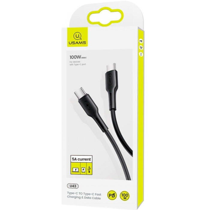 Кабель USAMS US-SJ459 U43 PD Type-C to Type-C 100W Fast Charging & Data Cable 1.2м Black (SJ459USB01)