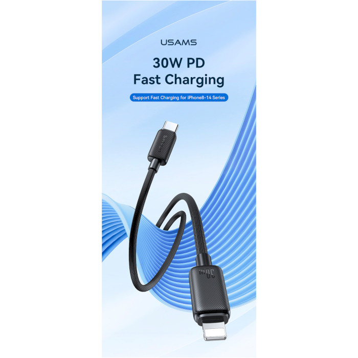 Кабель USAMS US-SJ692 KY 30W Striped Type-C To Lightning Data Cable 1м Black (SJ692USB01)