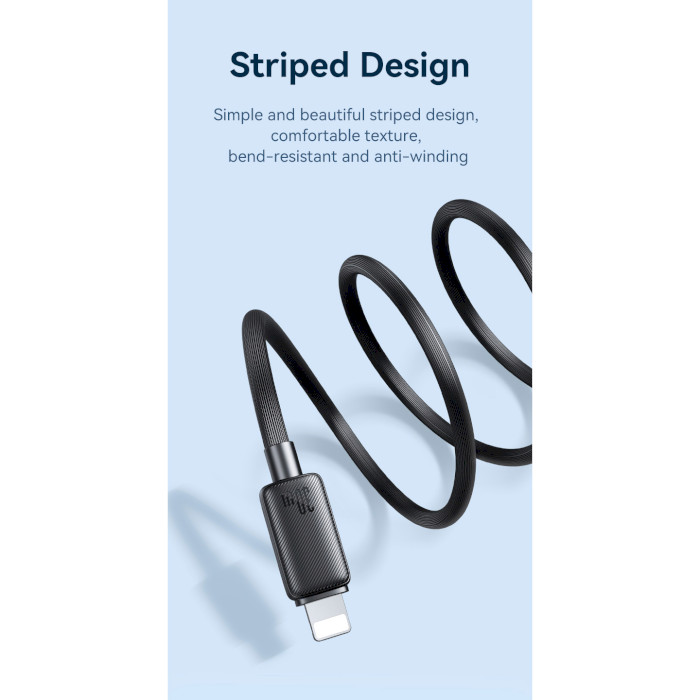 Кабель USAMS US-SJ692 KY 30W Striped Type-C To Lightning Data Cable 1м Black (SJ692USB01)