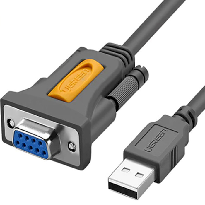 Кабель UGREEN CR104 USB to DB9 RS-232 Female Adapter Cable 1.5м Black (20201)