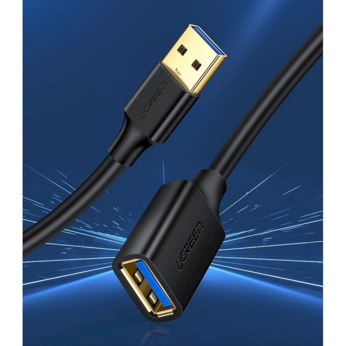 Кабель-подовжувач UGREEN US129 USB-AM 3.0 to USB-AF Extension Cable 0.5м Black (30125)