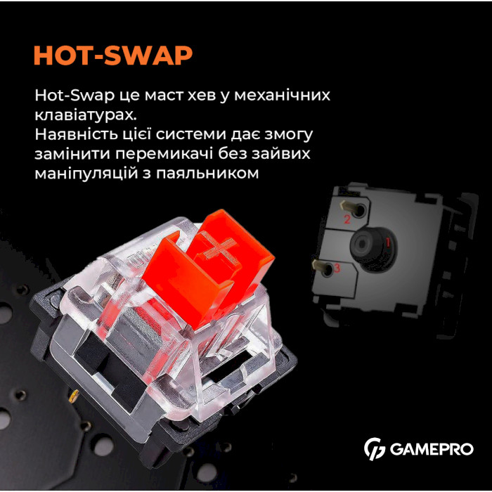 Клавиатура GAMEPRO MK130 Outemu Red Hot-Swap Switch Black