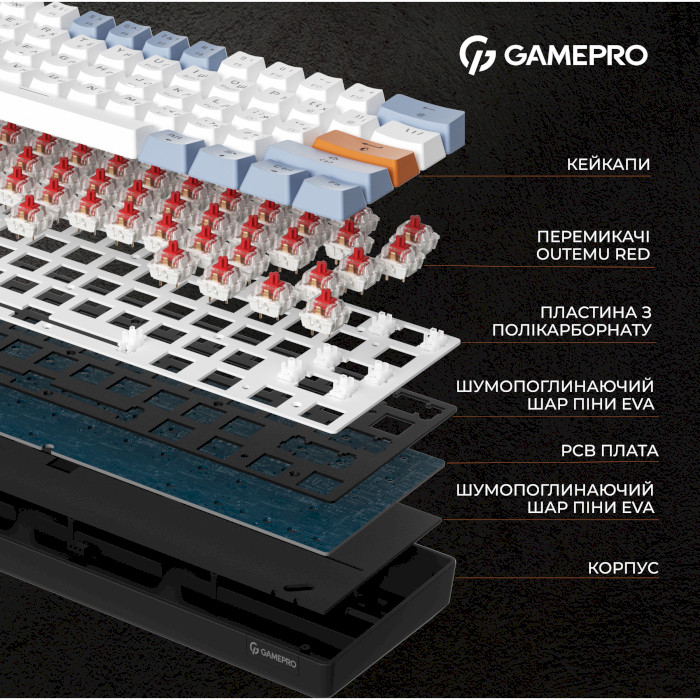 Клавиатура GAMEPRO MK130 Outemu Red Hot-Swap Switch Black