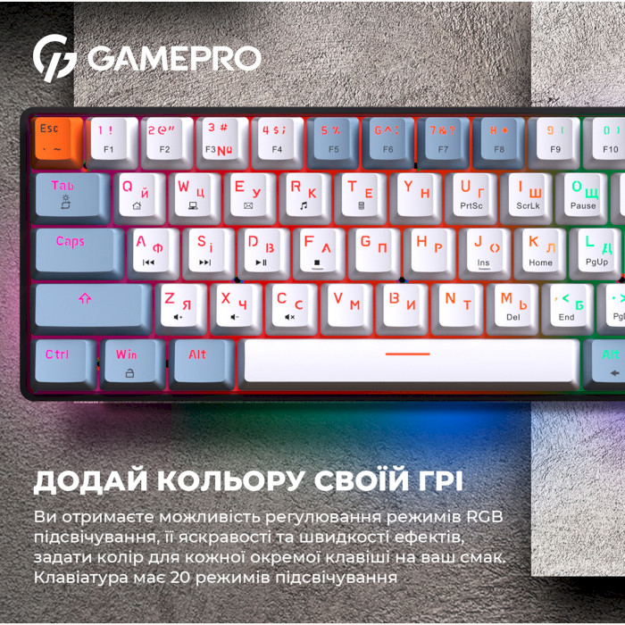 Клавіатура GAMEPRO MK130 Outemu Red Hot-Swap Switch Black