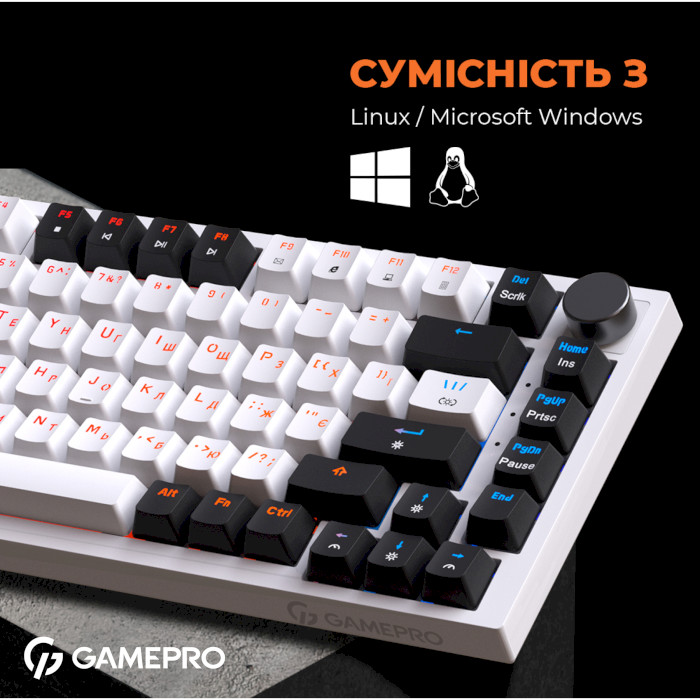 Клавіатура OFFICEPRO MK160 Outemu Red Hot-Swap Switch White