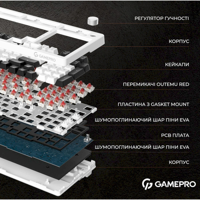 Клавиатура GAMEPRO MK170 Outemu Red Hot-Swap Switch Black