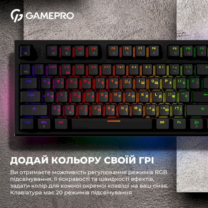 Клавіатура GAMEPRO MK180 Outemu Red Hot-Swap Switch Black