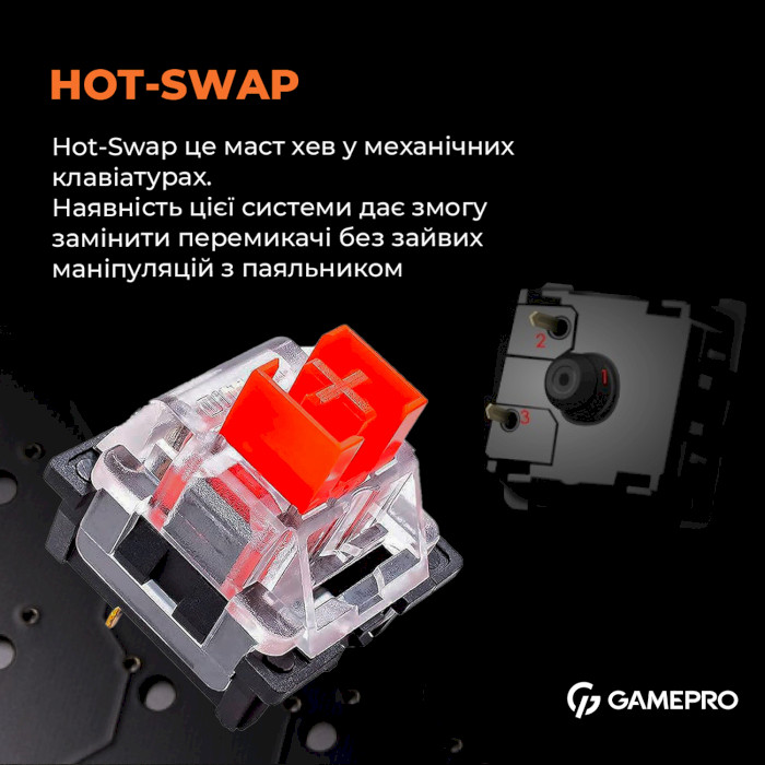 Клавіатура OFFICEPRO MK180 Outemu Red Hot-Swap Switch Black