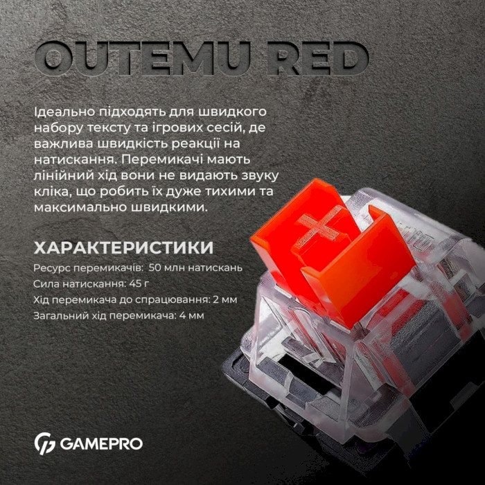 Клавіатура GAMEPRO MK180 Outemu Red Hot-Swap Switch Black