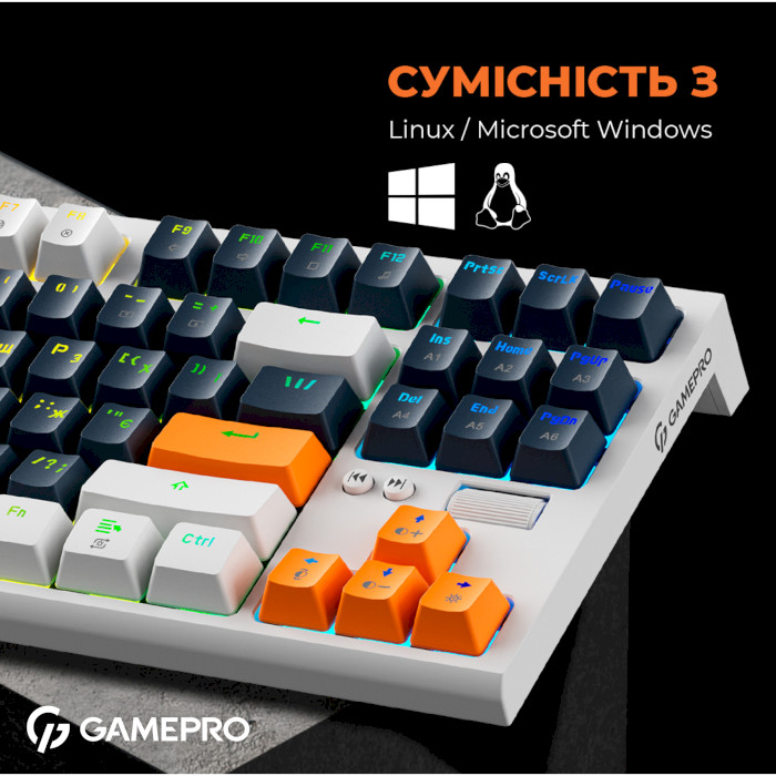 Клавіатура OFFICEPRO MK180 Outemu Red Hot-Swap Switch White