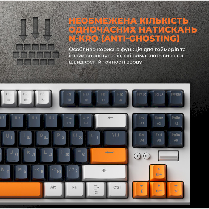 Клавіатура OFFICEPRO MK180 Outemu Red Hot-Swap Switch White