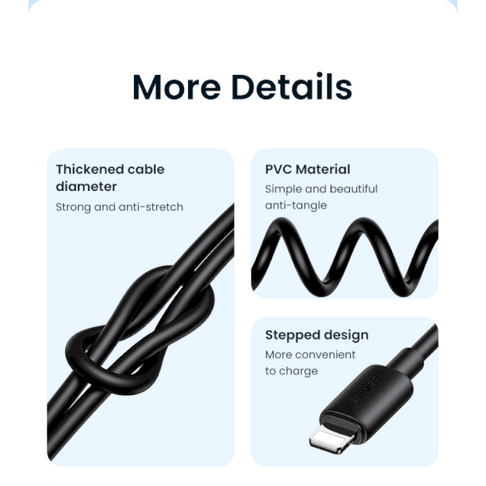 Кабель USAMS SJ712 YD Type-C to Lightning 30W Fast Charging Data Cable 1м White (SJ712USB02)