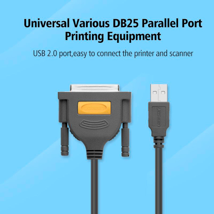 Кабель UGREEN US167 USB to DB25 Parallel Printer Cable 2м Black (20224)