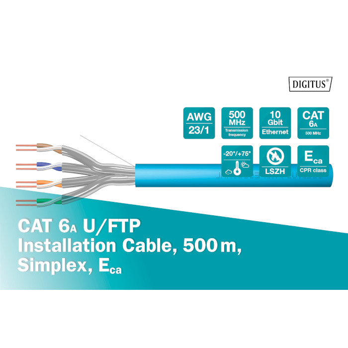 Кабель сетевой DIGITUS FTP Cat.6a LSZH 4x2x0.56 CU Blue 500м (DK-1623-A-VH-5)