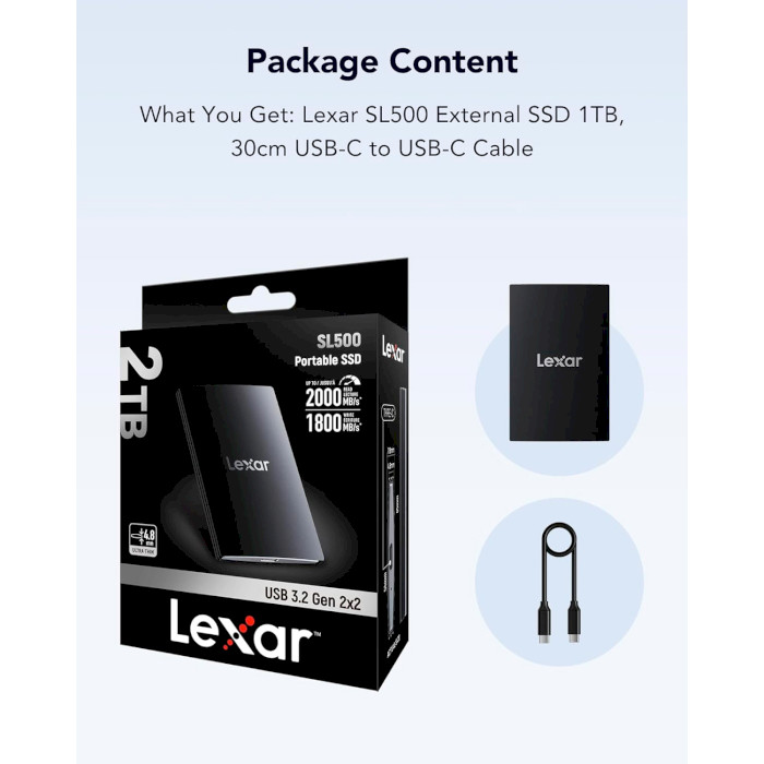 Портативний SSD диск LEXAR SL500 1TB USB3.2 Gen2x2 (LSL500X001T-RNBNG)