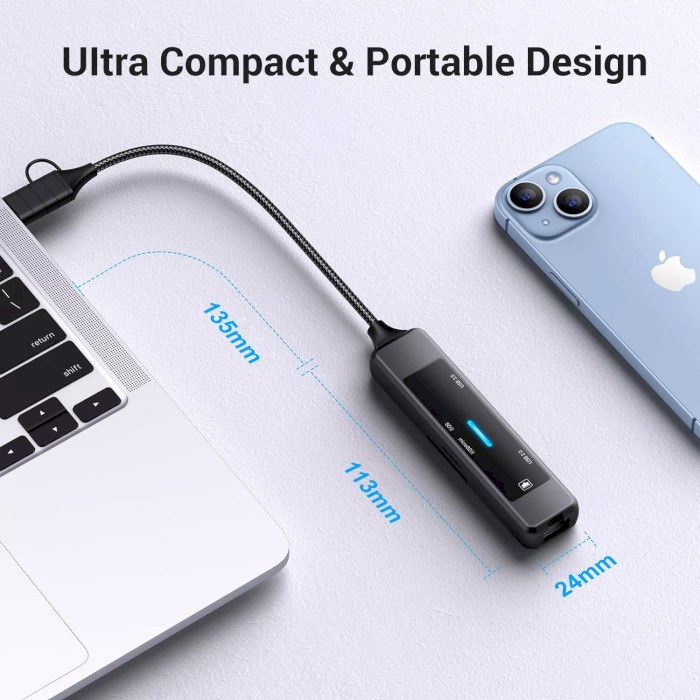 Порт-репликатор XOKO AC-350 5-in-1 USB-C/A to USB3.0+USB2.0+RJ-45+SD/TF