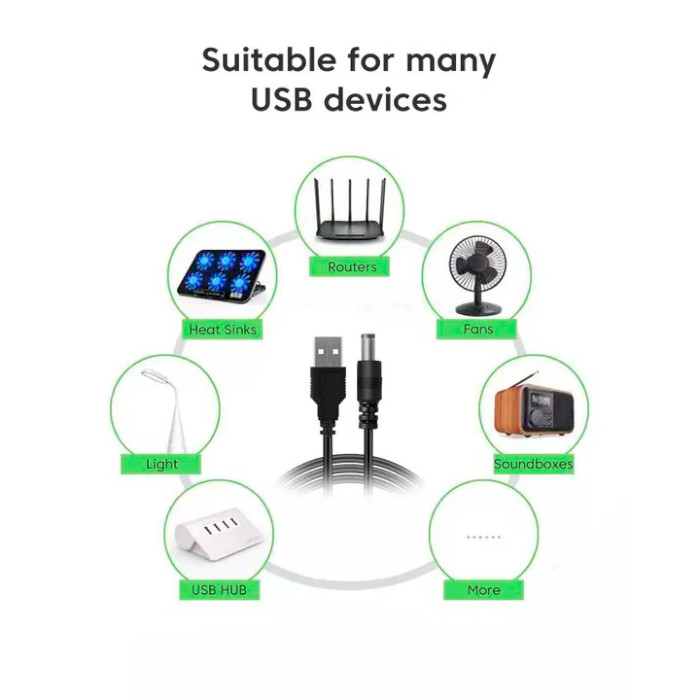 Кабель питания USB to DC OLAF USB-A to DC 5.5*2.1mm 9V 1м