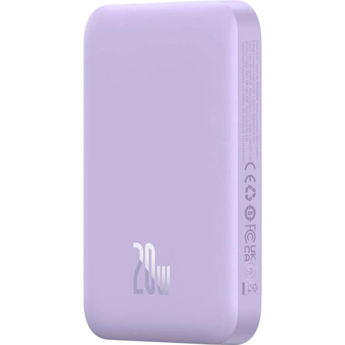 Повербанк MagSafe BASEUS Magnetic Mini Air Wireless Fast Charge Power Bank 20W 6000mAh Purple (P10059002513-00)