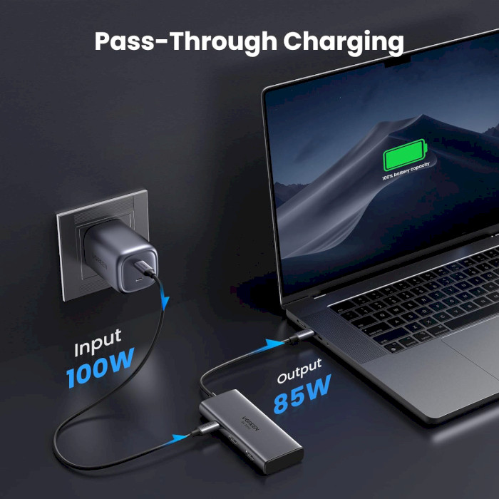 Порт-репликатор UGREEN CM498 Revodok 206 6-in-1 USB-C Hub (15852)