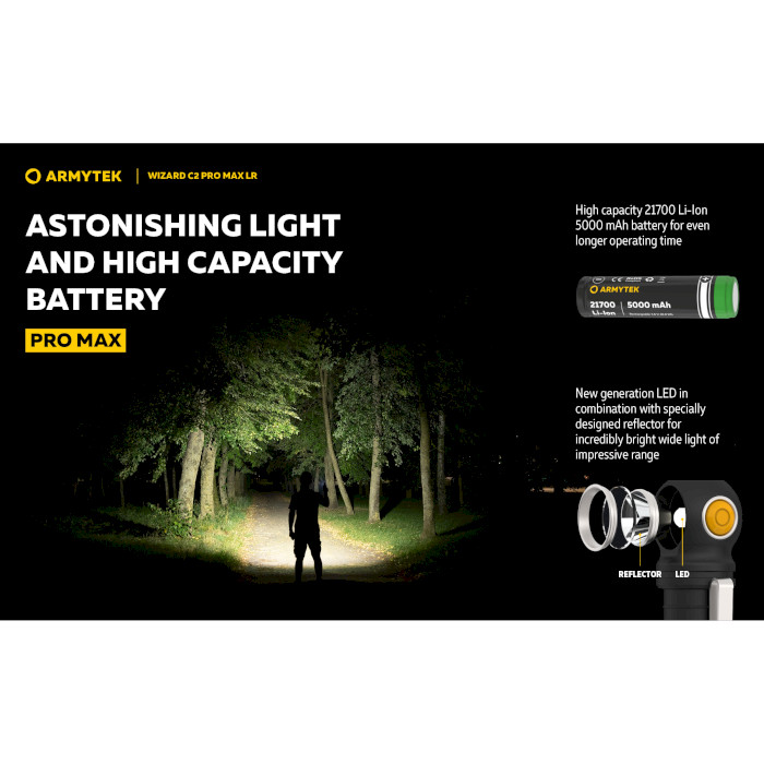 Ліхтар мультифункціональний ARMYTEK Wizard C2 Pro Max LR Warm Light (F06702W)