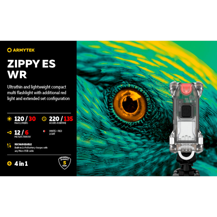 Фонарь мультифункциональный ARMYTEK Zippy WR Extended Set Gray (F09101G)