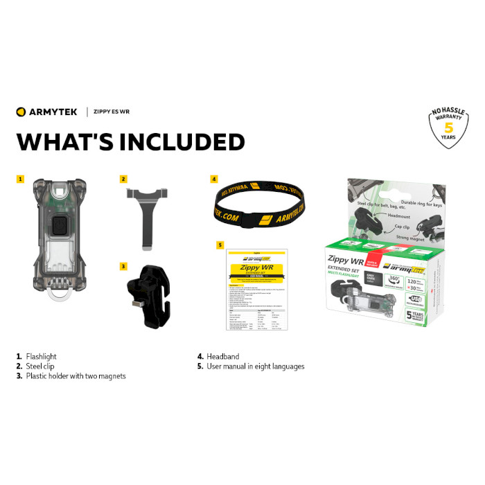 Ліхтар мультифункціональний ARMYTEK Zippy WR Extended Set Gray (F09101G)