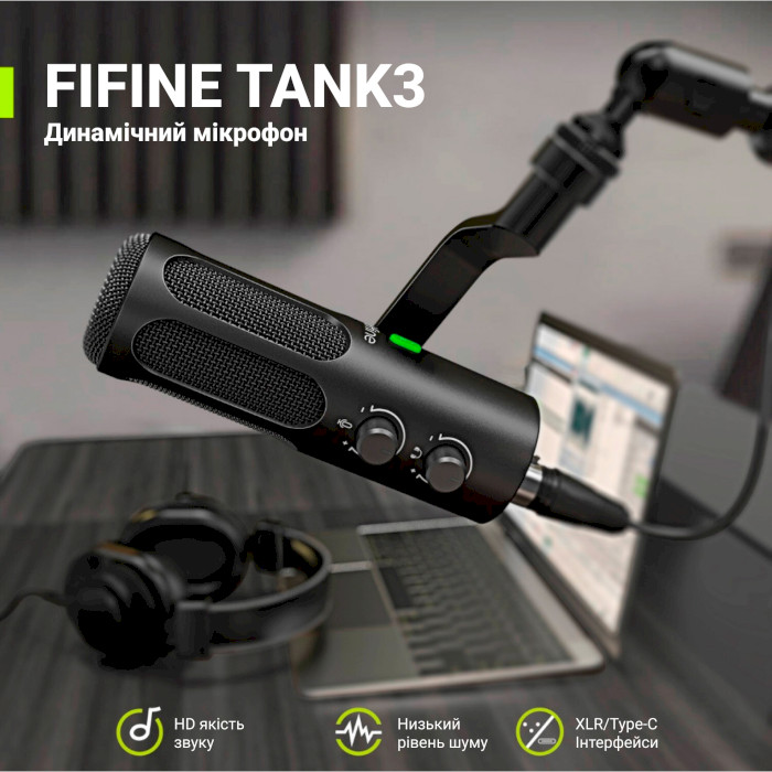 Мікрофон для стримінгу/подкастів FIFINE Tank3 Black