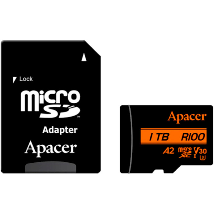 Карта памяти APACER microSDXC 1TB UHS-I U3 V30 A2 Class 10 + SD-adapter (AP1TBMCSX10U8-R)