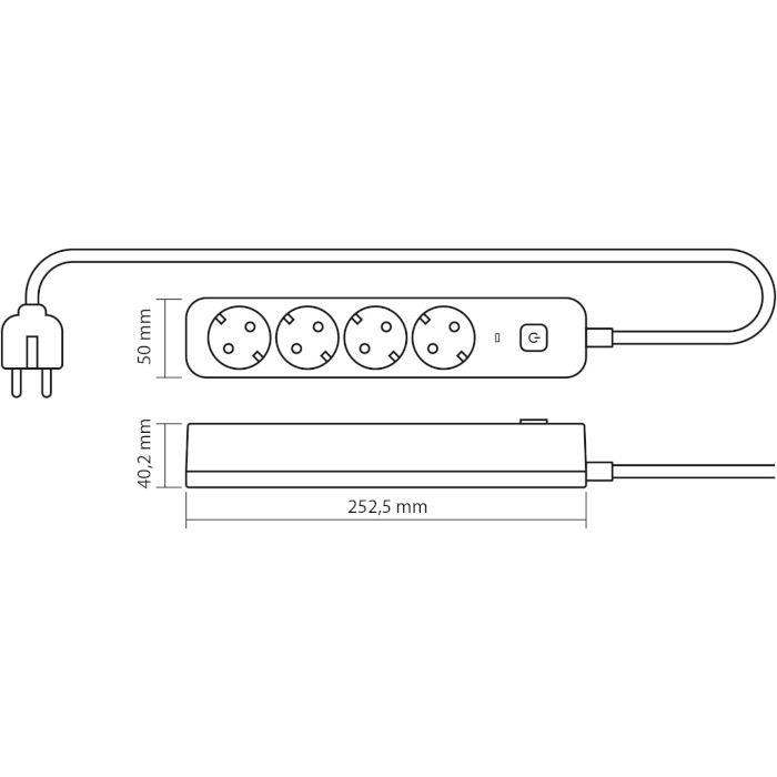 Сетевой фильтр VIDEX Oncord White, 4 розетки, 3м (VF-PD43G-W)