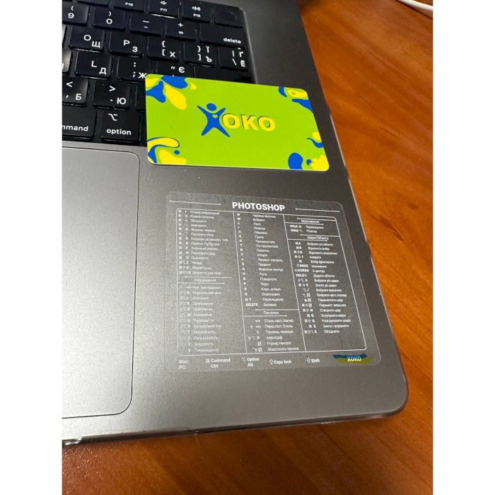 Наліпка на ноутбук із клавішами гарячого доступу XOKO прозорі з білими літерами, для Photoshop (XK-MCR-PHW)