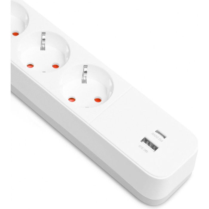 Мережевий фільтр VIDEX Oncord White, 4 розетки, 1xUSB-C, 1xUSB, 3м (VF-PD43G1QC1PD-W)