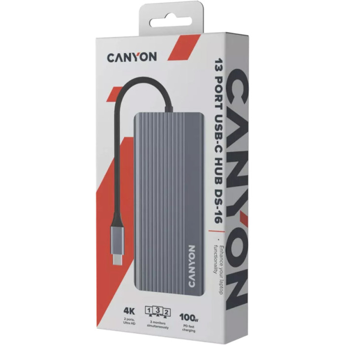 Порт-репликатор CANYON DS-16 USB-C Multiport Hub 13-in-1 (CNS-TDS16)