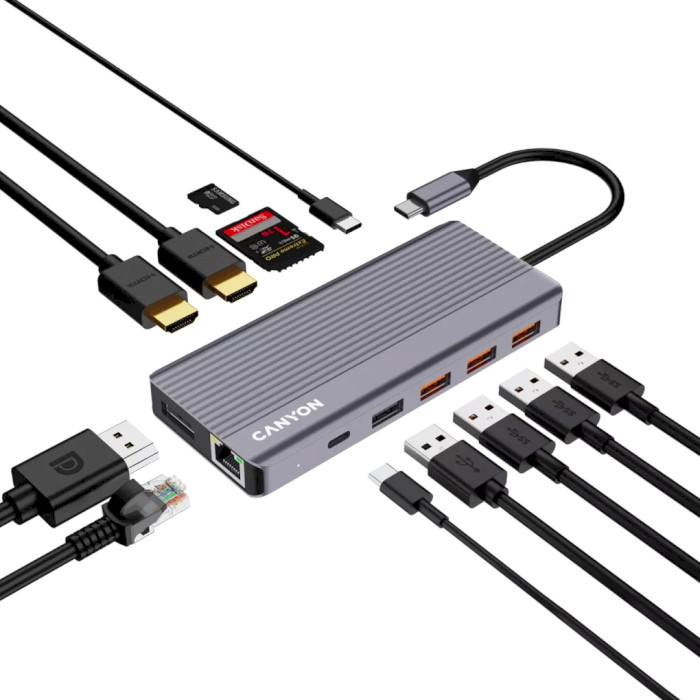 Порт-репликатор CANYON DS-16 USB-C Multiport Hub 13-in-1 (CNS-TDS16)